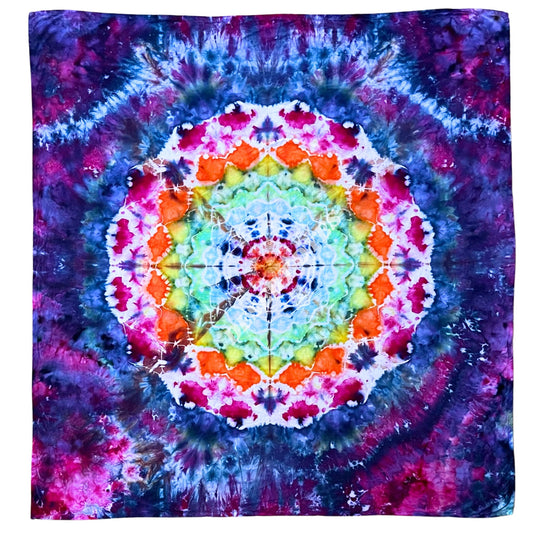 Rainbow Ice Dye Mandala Tapestry