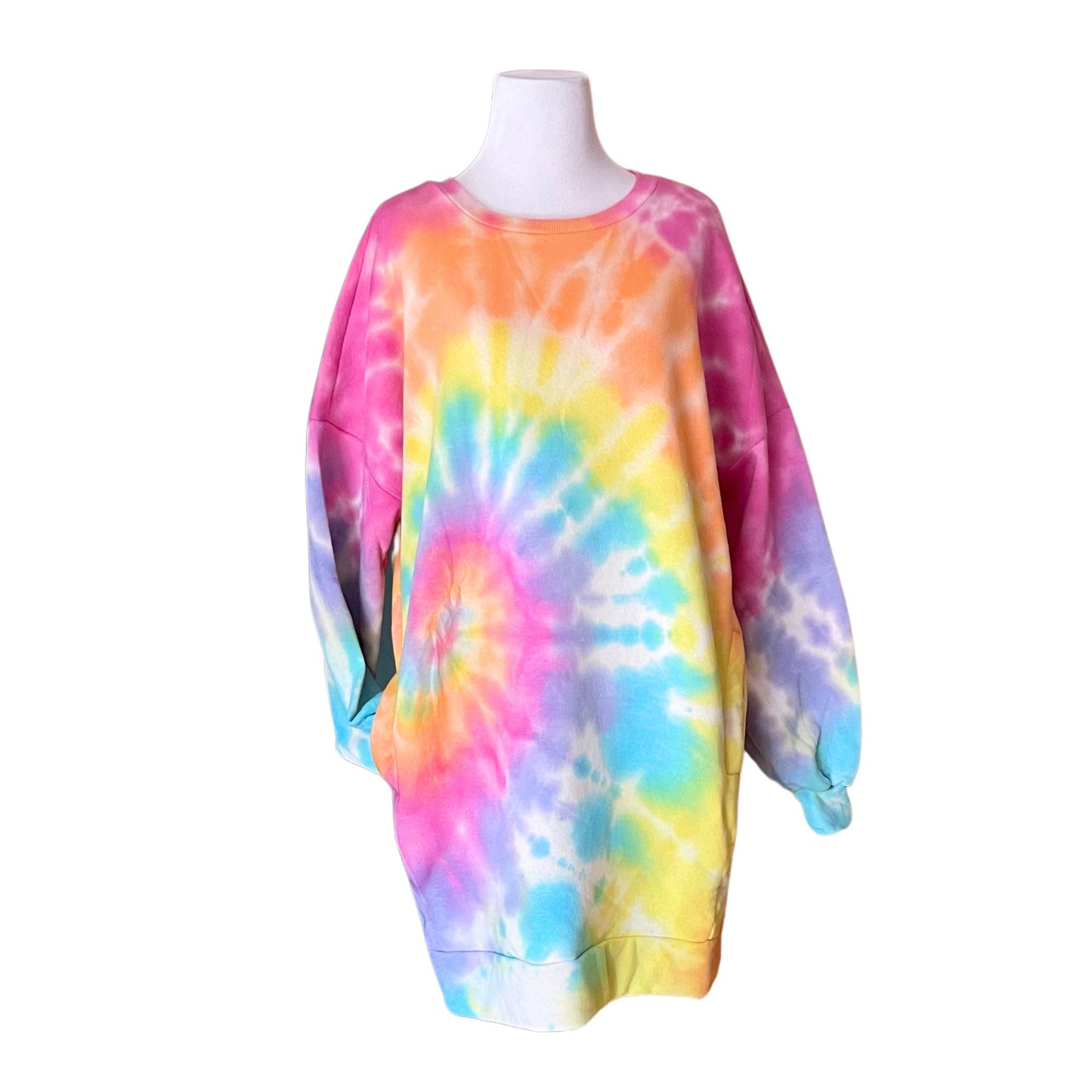 Bright Rainbow Spiral Sweatshirt Dress Limited Edition