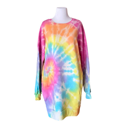 Bright Rainbow Spiral Sweatshirt Dress Limited Edition