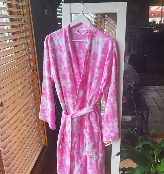 Limited Edition Hibiscus Mid-Calf Waffle Robe