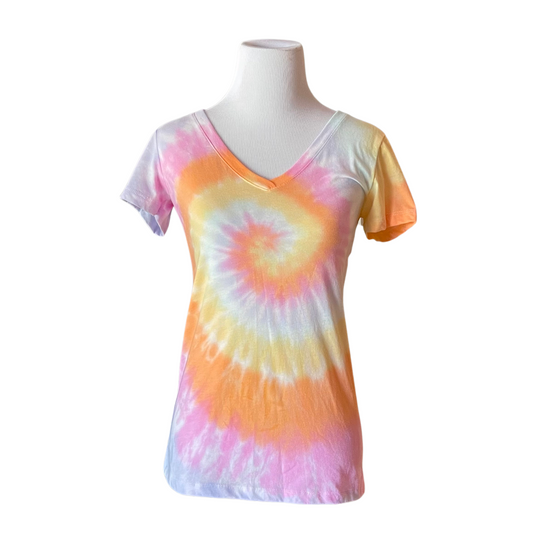 Rainbow Spiral Tie Dye V-Neck Tee