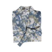 Load image into Gallery viewer, Navy &amp; Sage Tie-Dye Waffle Robe
