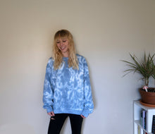 Load image into Gallery viewer, Sky Tie Dye Sweatshirt | Blue Tie Dye Sweatshirt | Tie Dye | Hand Dyed Sweatshirt | Blue Sweatshirt
