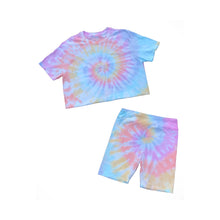 Load image into Gallery viewer, Rainbow Spiral Cropped Tee &amp; Biker Short Set

