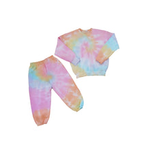 Load image into Gallery viewer, Rainbow Tie-Dye Youth Travel &amp; Lounge Set
