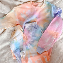 Load image into Gallery viewer, Rainbow Spiral Tie Dye Travel &amp; Lounge Set
