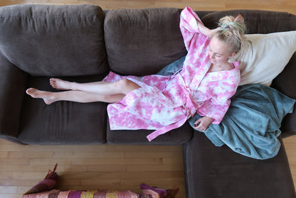 Limited Edition Hibiscus Mid-Calf Waffle Robe