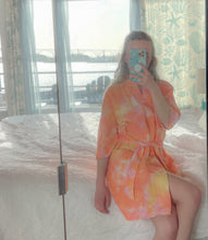 Load image into Gallery viewer, Sun Sorbet Tie-Dye Short Waffle Robe
