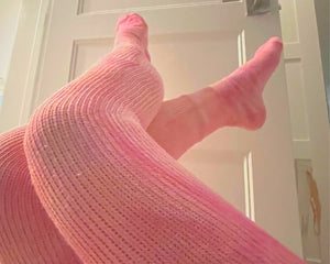 Peachy Tie-Dye Thigh High Socks